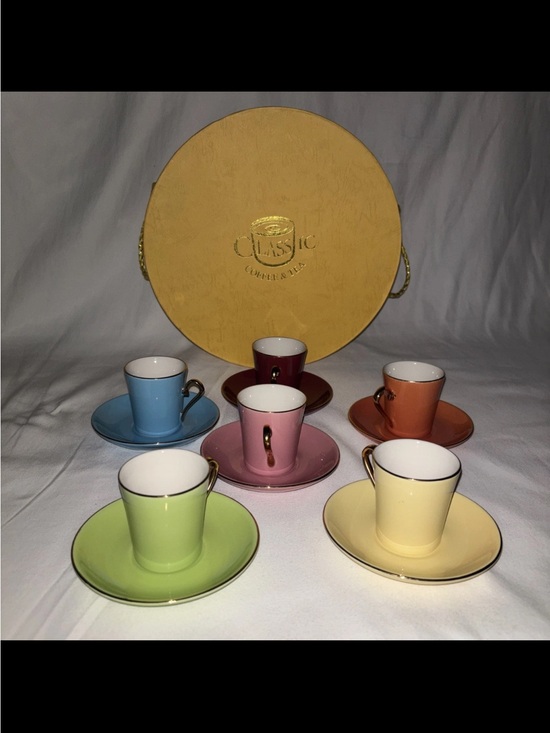 Classic Other - Classic 6-Piece Pastel Porcelain Espresso Cup & Saucer Set